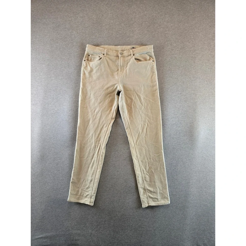 Faherty Stretch Terry 5-Pocket Pants Mens 34x30 Stone Slim Straight Commuter